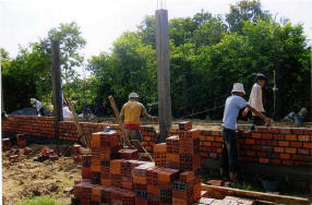 Construction begins on the church in Chrab Krasang, Battamburg, Cambodia